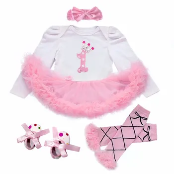 

Christmas fall/winter baby girls kids wear santa gift outfits long sleeve baby girl 1st birthday dress with matching accessories