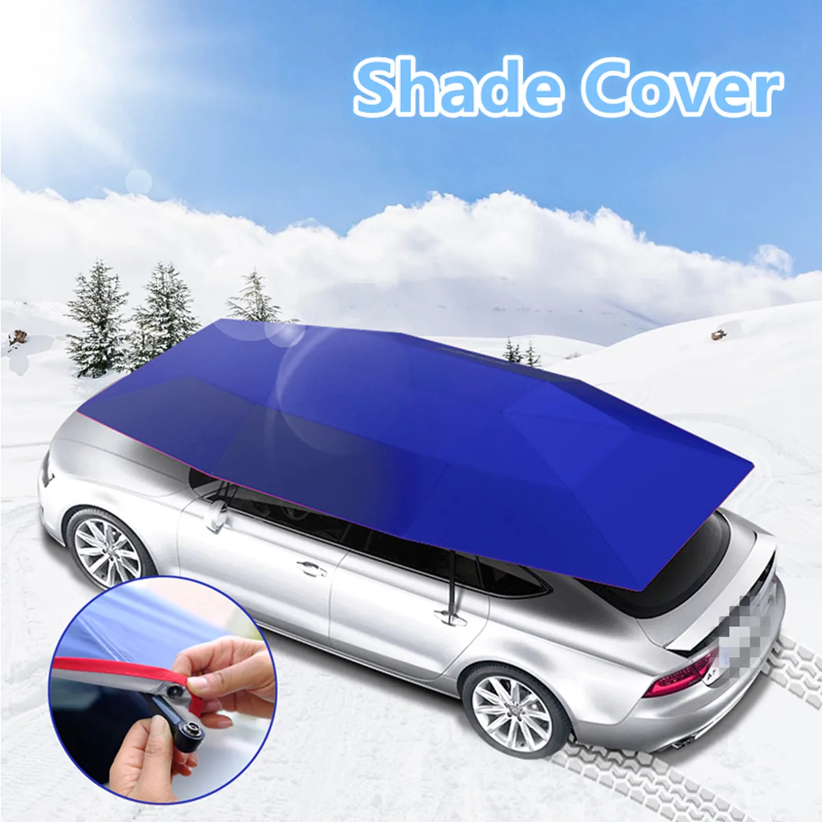 

400x210cm Car Umbrella Sun Shade Cover Outdoor Car Vehicle Tent Oxford Cloth Polyester Covers Blue/Silver