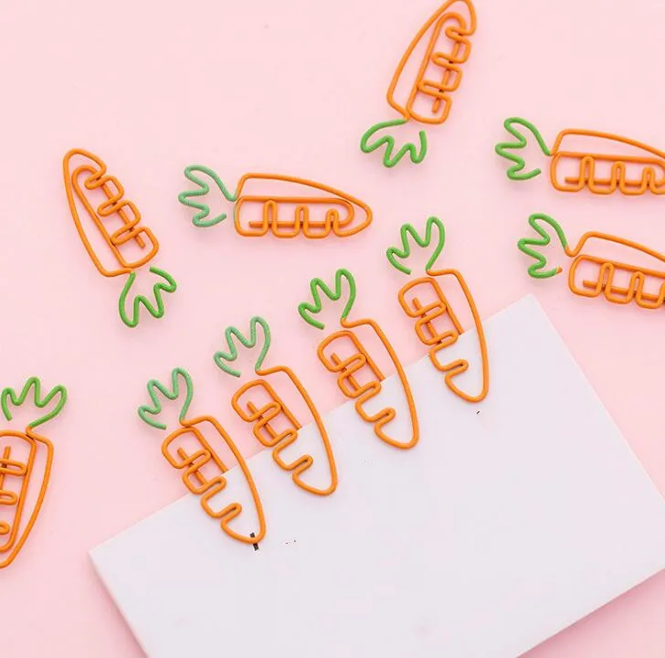 Творческий каваи морковь формы из металла канцелярская Скрепка Закладка канцелярский школьный офисный питания зажим для бумаг много