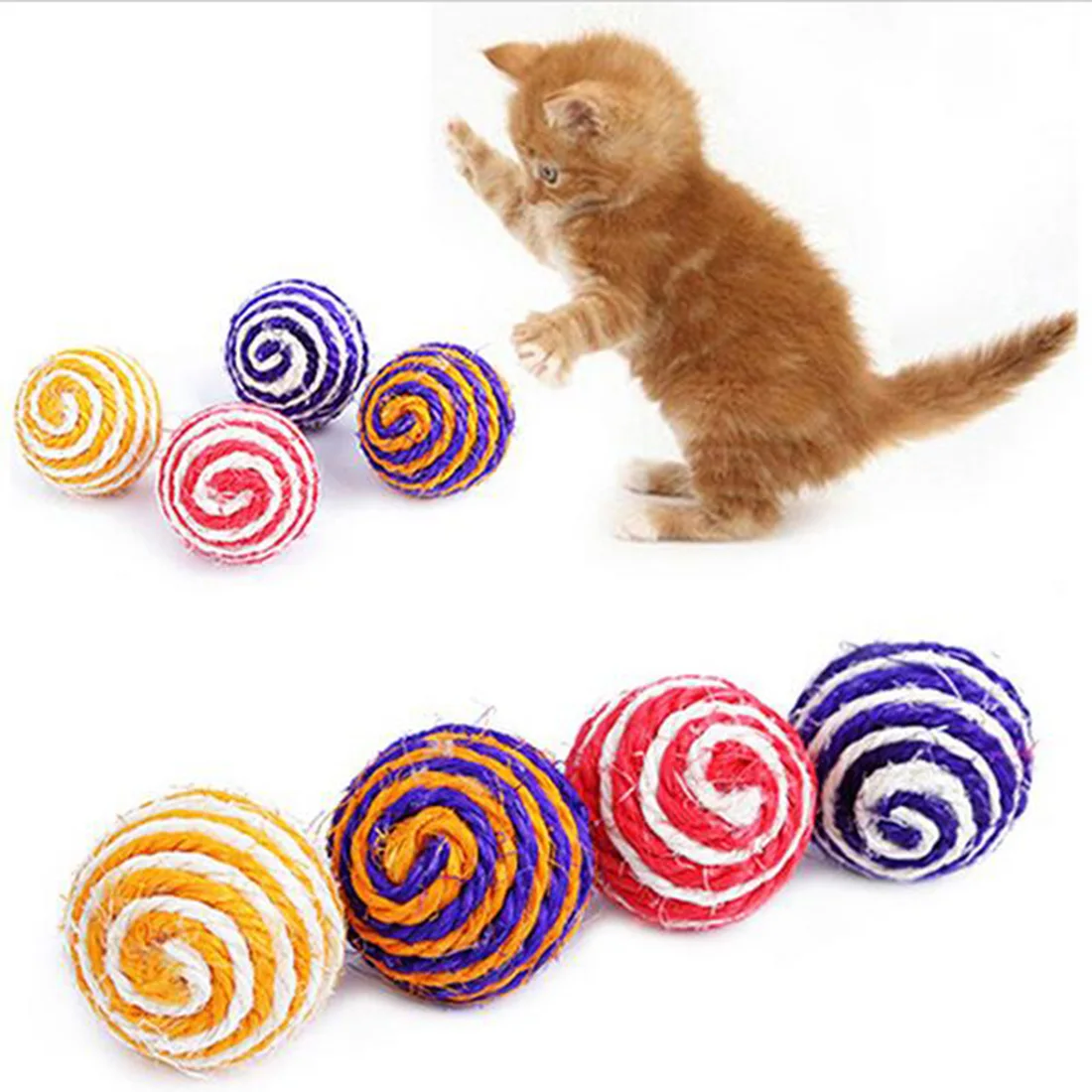 Big Sale Cat Pet Sisal Rope Woven Ball Teaser Playing Chewing Rattle