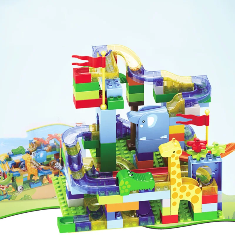 

Marble Race Run Maze Ball Track Building Blocks Funnel Slide Big Size Bricks Compatible Legoingly Duploed for baby gift