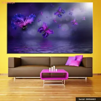 

yu dong jin Creative Irises Butterflies Water Animal Classical oil Painting Drawing art Spray Unframed Canvas iron 39094463