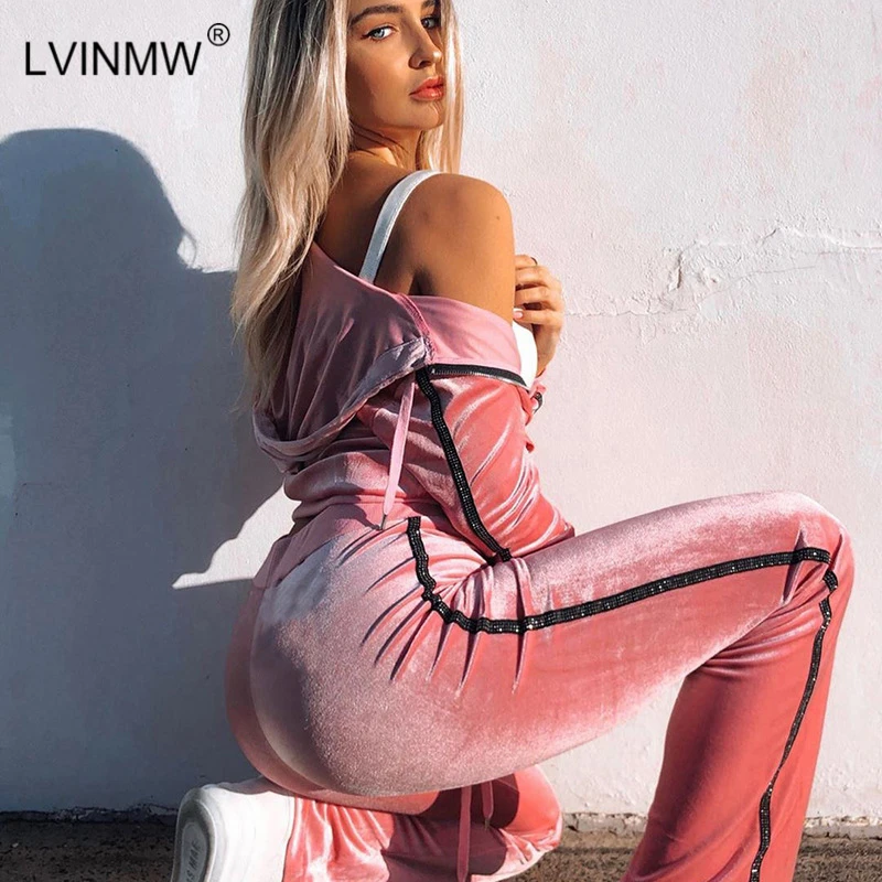 LVINMW повседневный Бархатный комплект из двух предметов на молнии с боковыми