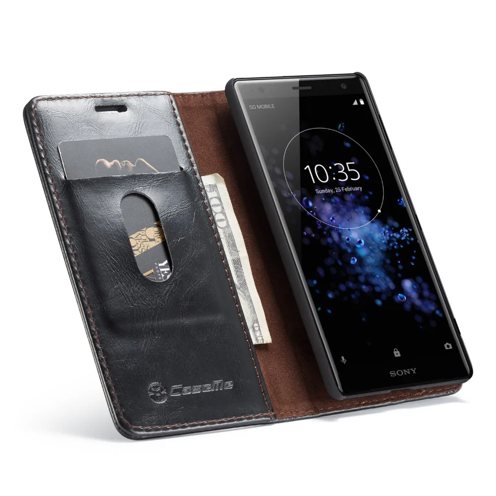 Роскошные Crazy Horse Магнит Флип Бумажник кожаный чехол для sony Xperia XZ2 Стенд Крышка