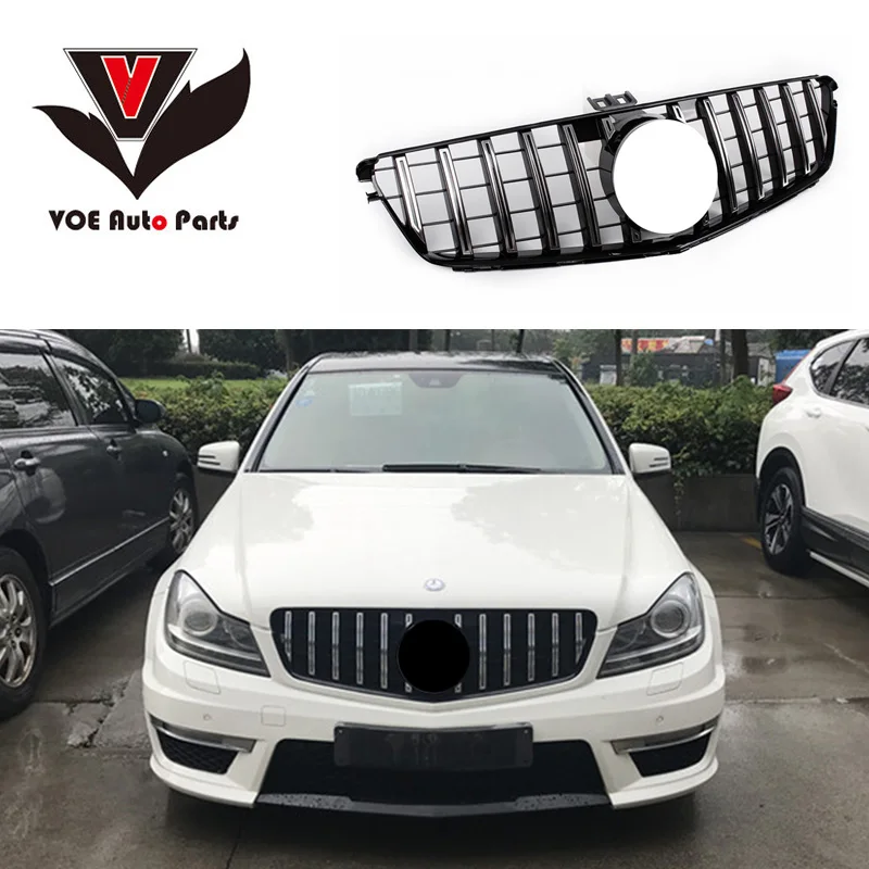 W204 GT GTR серебристый передний гоночный гриль решетка для Mercedes Benz C class C180 C200 C230 C250 C280