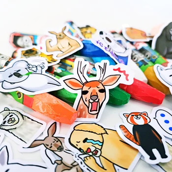 

20/40pcs Cute Cartoon Animal Collection Stickers Notebook Scooter Wall DIY Mobile Phone Waterproof Stickers