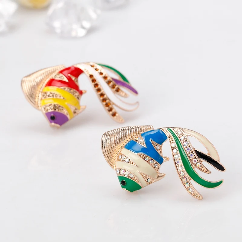 

Goldfish Brooch Pins Women Jewelry Luxury Gifts Enamel Antique Fish Decoration Animal Crystal Brooch Jewelry Accessory