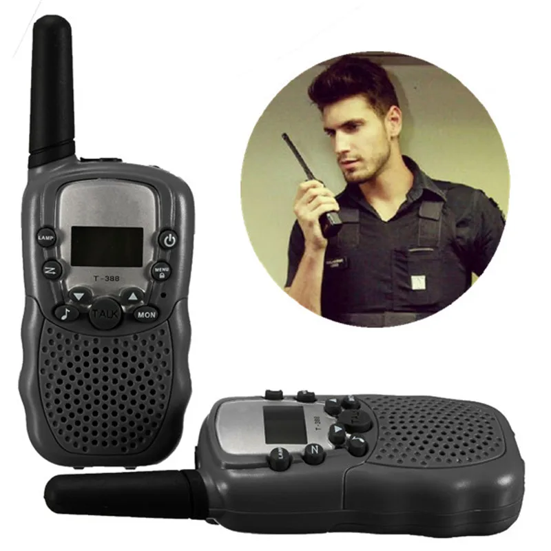T 388 2pcs Dual Black Adjustable Mini Portable Multi Channels 2 Way LCD 5KM UHF Car