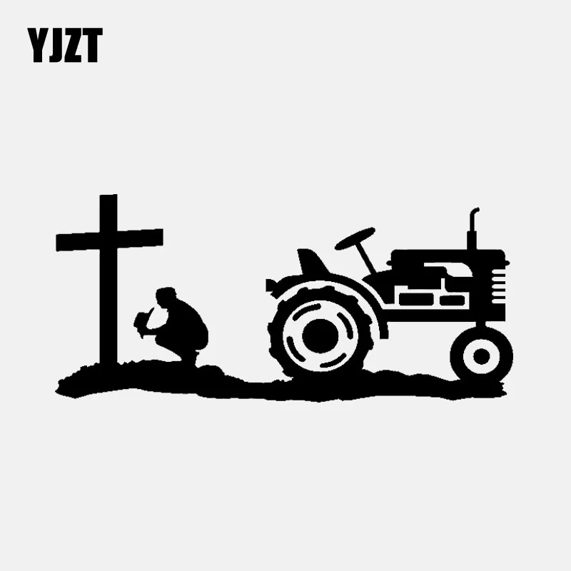 YJZT 16CM*7.3CM Religion Farmer Tractor Cross Christian Church Truck