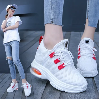 

Nice Summer New Breathable Mesh Casual Shoes Increase Women Shoes Korean Version Of The Wild Casual Thick White Shoes