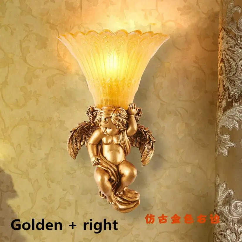 Европейский ангел, настенные лампы, светодиодные лампы для столовой, гостиной, смоляная настенная лампа E14, светодиодный светильник, светодиодный светильник, настенный светильник s