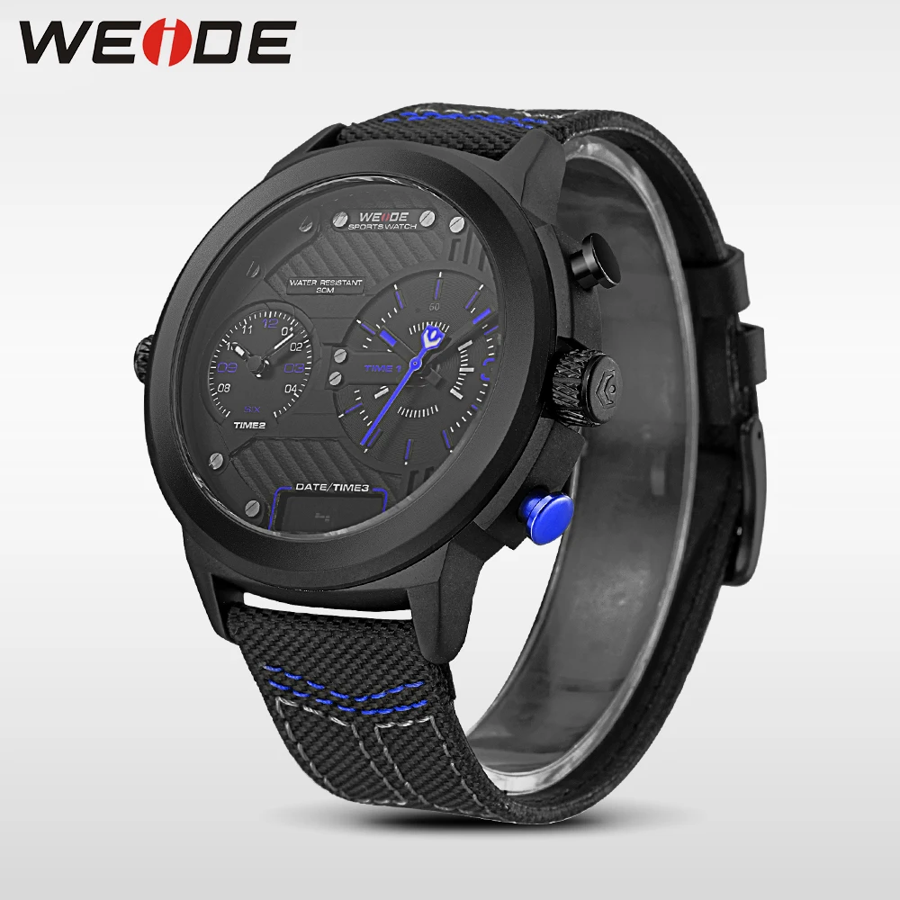 WEIDE Роскошные оригинальные нейлоновые наручные часы с двойным часовым поясом