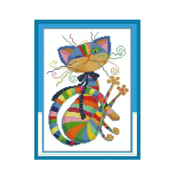 

Joy Sunday Small size cat colorful cartoon DIY manual cross stitch kit home sewing accessories cat picture