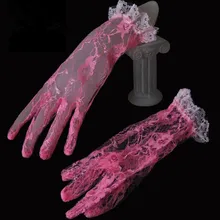 Весенне-летние женские сетчатые кружевные перчатки, женские сексуальные розовые кружевные перчатки для вождения R1040