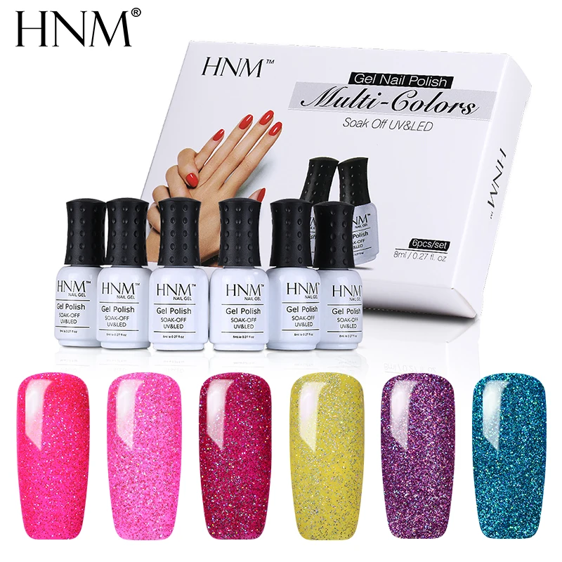 HNM 6 шт./лот супер шикарный 8 мл УФ гель для ногтей Vernis Полупостоянный Гель лак LED