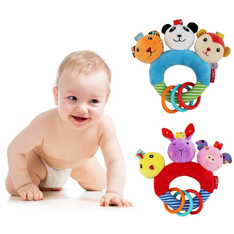 

Baby Handbell Rattle Toys Soft Lovely Animal Teether Toy Newborn Intelligence Development Bell Ring Toys