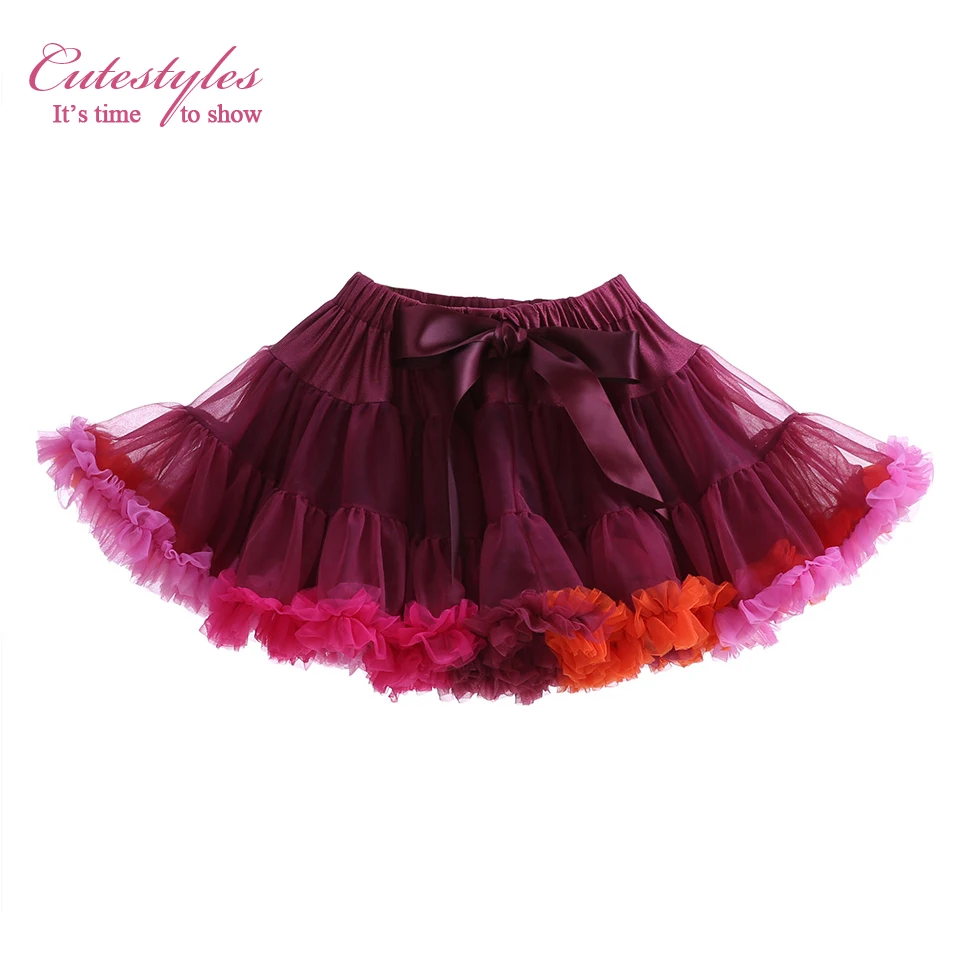 Cutestyle Popular Party Children Skirts With Bow Dark Red Clothes Cheap