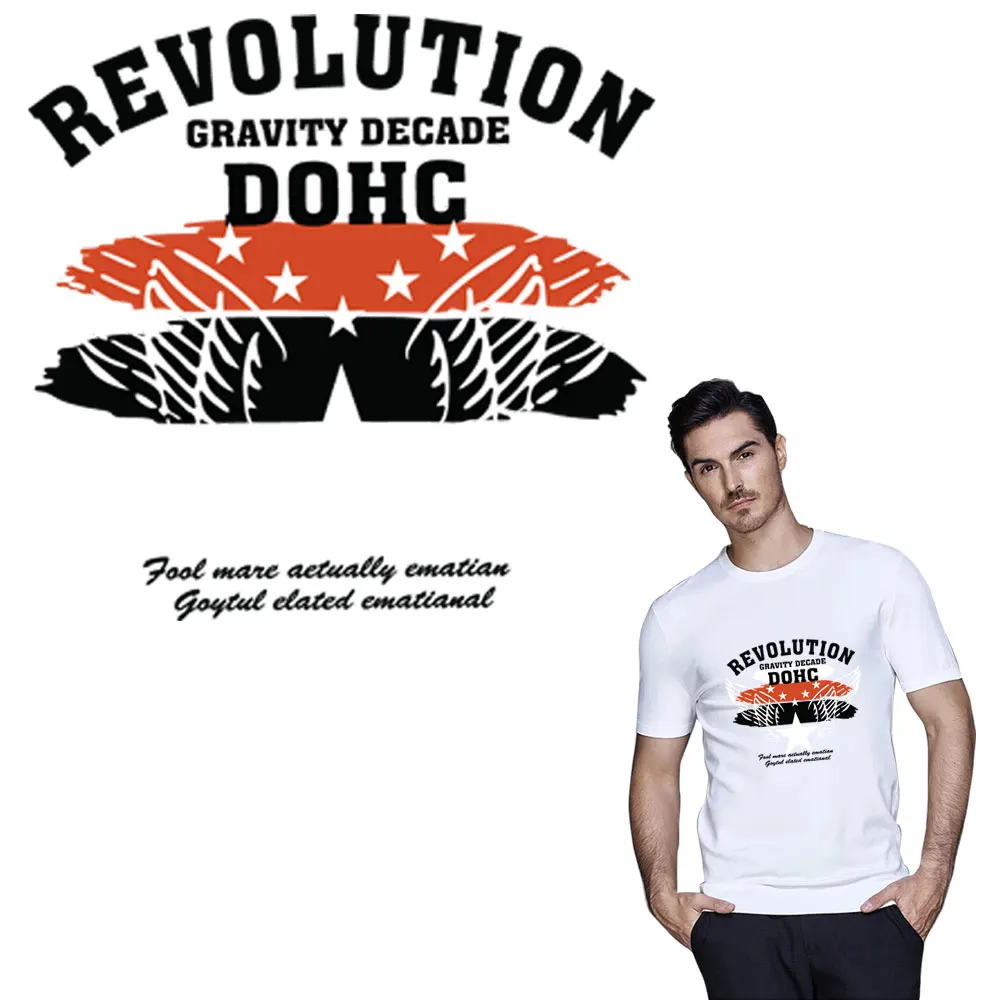 

Letter REVOLUTION iron on A-level patches Heat transfer pyrography for DIY T-shirt clothing decoration printing sticker patches