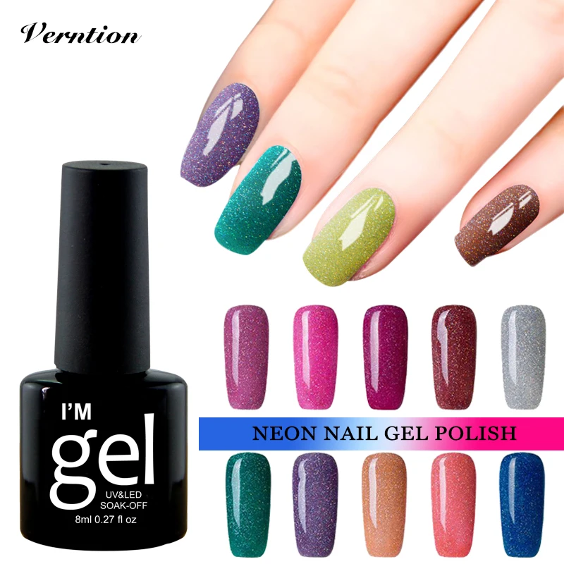 

Verntion Colorful UV Neon Nail Gel Polish Semi Permanent 8ML Soak Off Gel Lucky Colors Long-lasting Primer Lacquers Gel Varnish