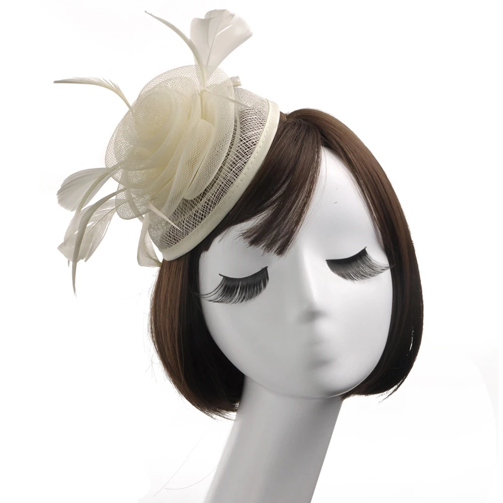Свадебный праздник очарование Клубная Кепка для женщин Винтажная Мода дамы перо Цветочная шпилька для волос вечерние церковная фетровая шляпа шляпы