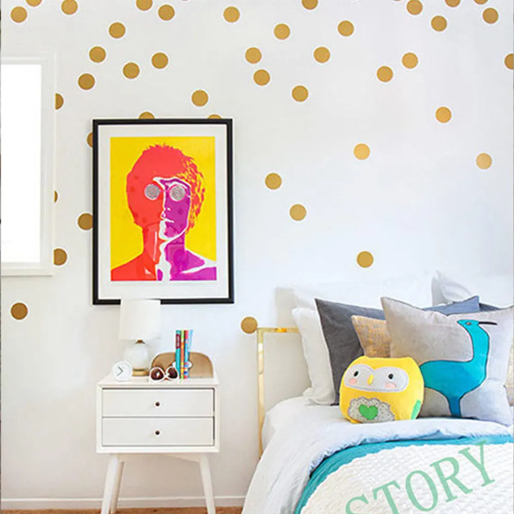 Gold Polka Dots Wall Sticker Children Decal Vinyl Art Home Living Room Decor | Дом и сад