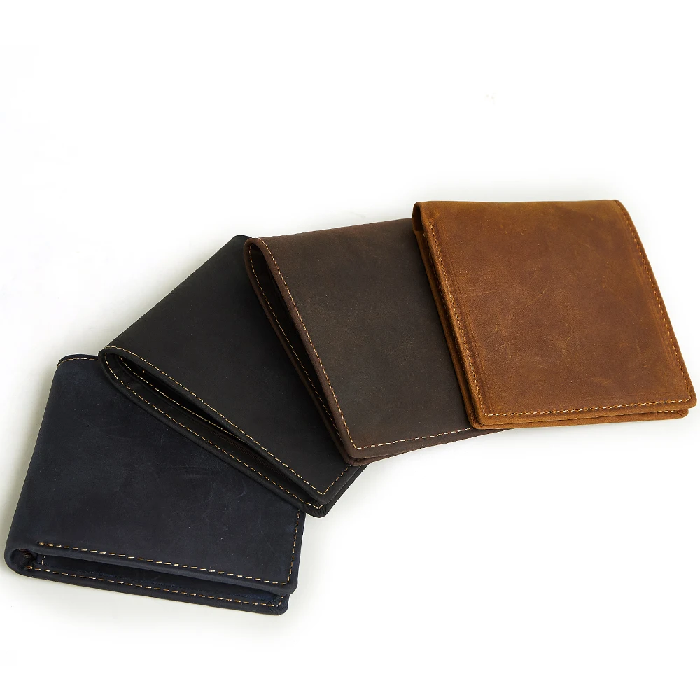 

Hot sale RFID 2019 Vintage Casual Men Wallets Genuine Leather Cowhide Men Short Bifold Multi-Function Card Holder Wallet Purse