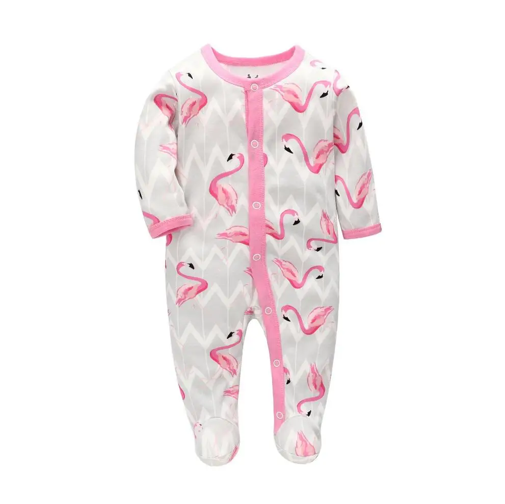 Одежда для новорожденных девочек от 0 до 6 месяцев с изображением фламинго модные Ползунки с изображением панды для мальчиков и девочек, комбинезон для новорожденных