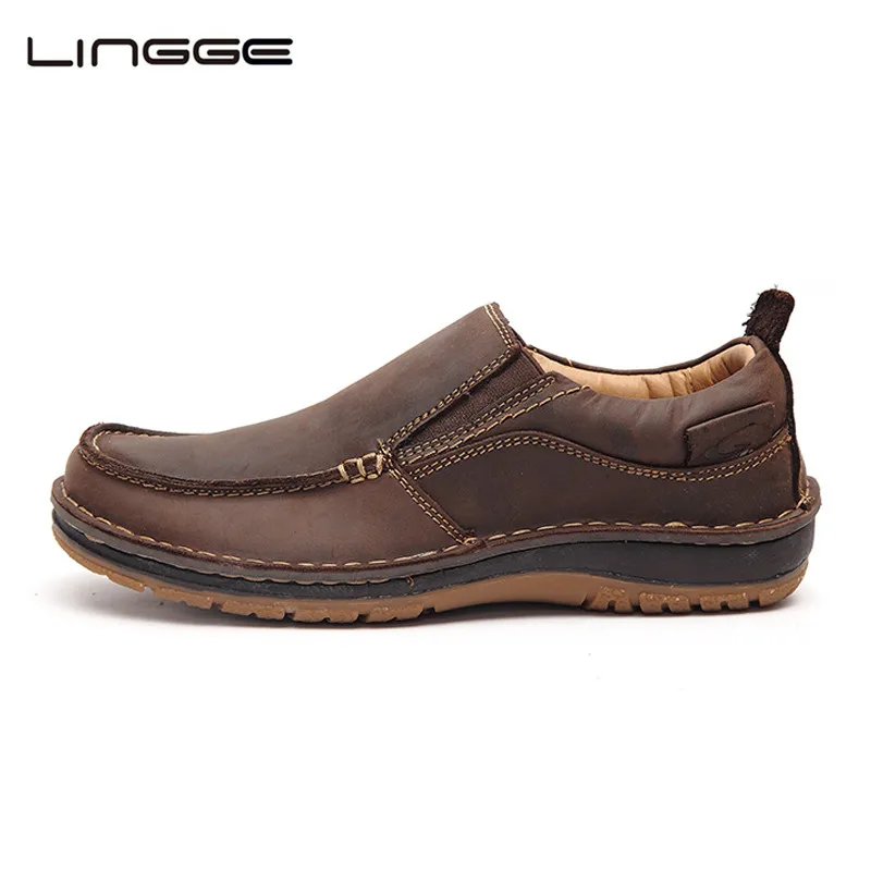 LINGGE Leather Casual Shoes Fashion Men 