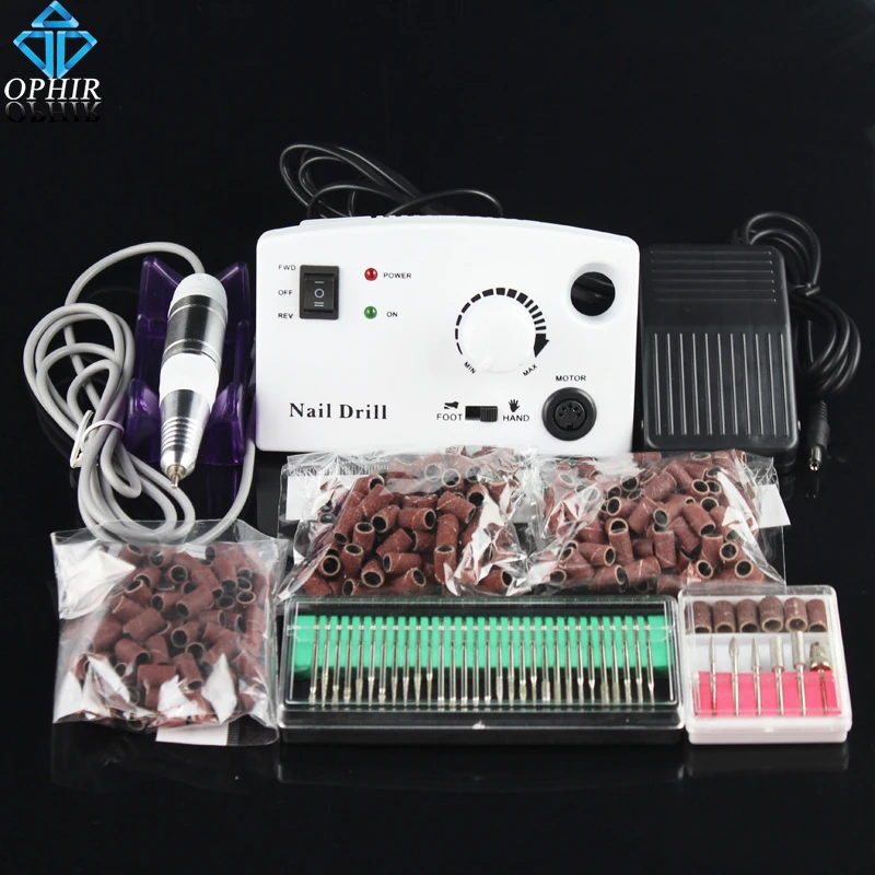 

OPHIR 18W Electric Nail Drill Machine 30000RPM 110V US Plug Pedicure Manicure Kit w/ Drill Bits Sanding Bands Nail Tool _KD146WU