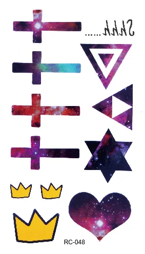 RC-048 Fashion Temporary Tattoo Stickers Beauty Body Art Galaxy In Cross Heart Fake Flash Taty Tattoo Water Transfer Tatuaje RC-048 Fashion Temporary Tattoo Stickers Beauty Body Art Galaxy In Cross Heart Fake Flash Taty Tattoo Water Transfer Tatuaje