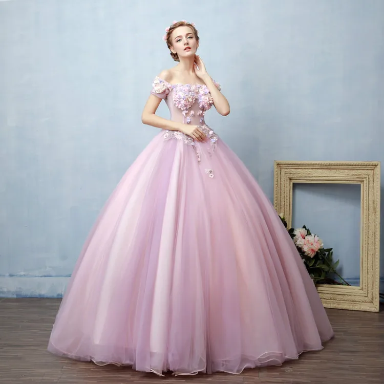 

Prom Dresses Flowers Decoration Party Dress Princess Colorful Party Dress 188