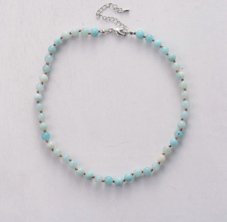 

Womens Chokers 6MM Amazonite Choker Necklace 2018 Womens Simple Collar Necklace Neck Choker Bohemian Jewelry Wholesale