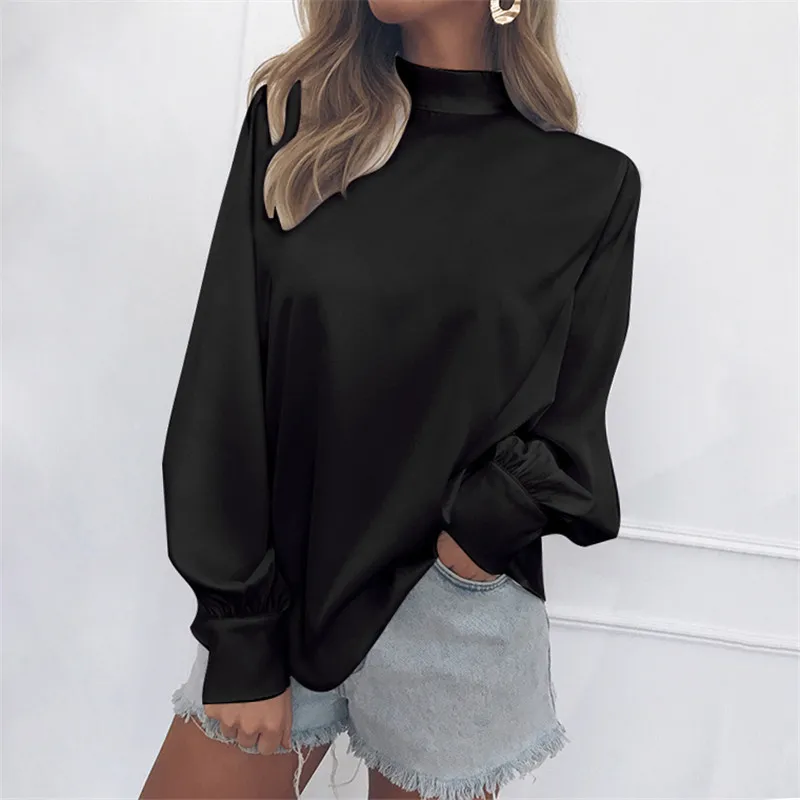 Para Mujer cuello alto manga larga de gasa Camisas Casual más tamaño Blusas otoño moda Pullover gasa Tops Ropa Mujer WS9689U Para Mujer cuello alto manga larga de gasa Camisas Casual más tamaño Blusas otoño moda Pullover gasa Tops Ropa Mujer WS9689U