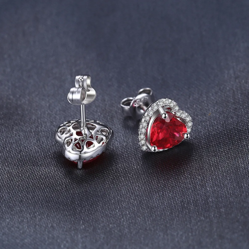 Jewelrypalace Сердце океана 3.8ct создан красный рубин любовь навсегда Halo Серьги 925