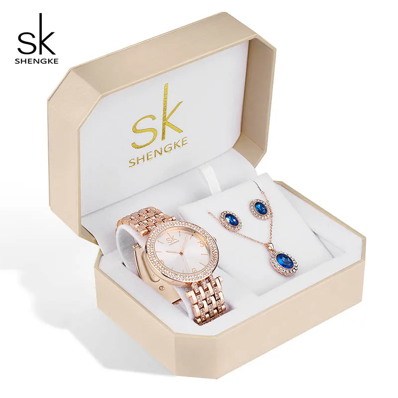 Sk Ensemble De Bijoux De Luxe Creatif Pour Femmes Boucle D Oreille Bracelet En Or Rose Cadeau Pour Femmes Aliexpress
