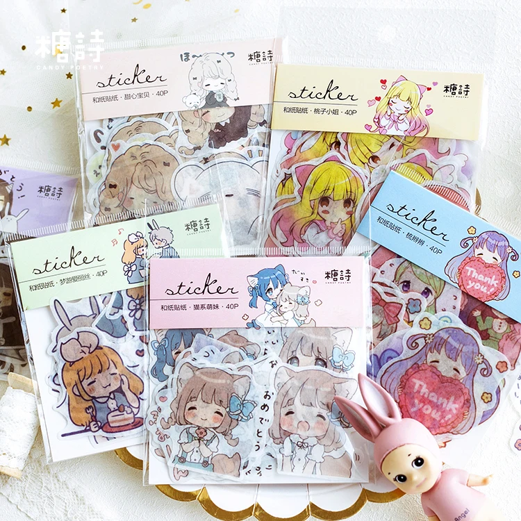 40 шт./лот милая девушка серии тема бумажный стикер подарок DIY Kawaii Скрапбукинг