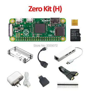 

Raspberry Pi zero W Pi0 W Board zero case GPIO Pin Heatsinks 16g SD card 1 to 3 USB Hub power HDMI cable