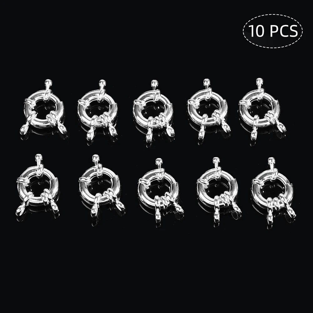 

10pc Silver Plated Steering Wheel Buckle Copper Spring Clasps Attachment Rings For DIY Jewelry Making Necklace Accessories 25mm