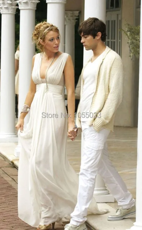 Wholesale New Blake Lively White Chiffon Party Dress Gossip Girl