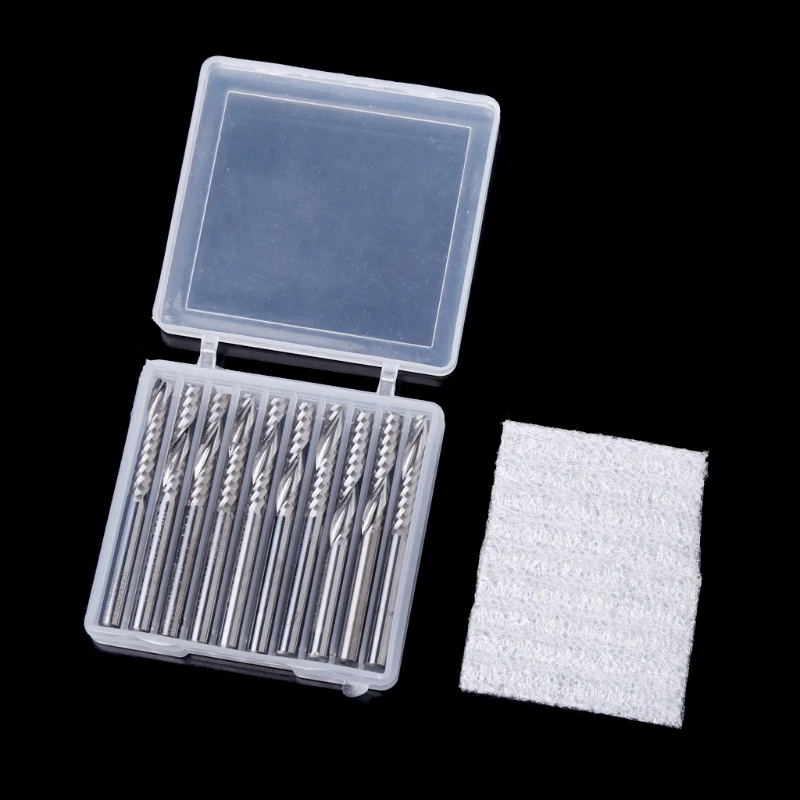 Hot Sale 10 Pcs 4mm Shank Single Flute Carbide Spiral End Mill Cutter CNC Router Bits 22mm CEL | Инструменты