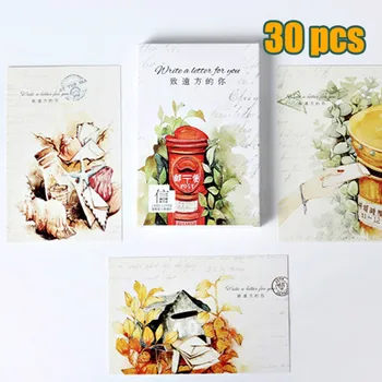 

30 pcs / pack cartoon mailbox [to you from afar] Greeting Card Postcard Birthday Gift Card Set Message Card