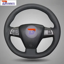 BANNIS Black Artificial Leather DIY Hand stitched Steering Wheel Cover for Toyota Corolla RAV4 2011 2012