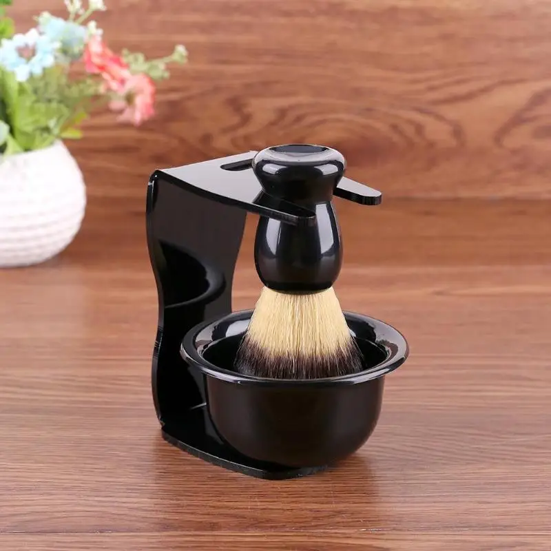

3 In 1 Shaving Soap Bowl +Shaving Brush+ Shaving Stand Bristle Hair Shaving Brush Men Beard Cleaning Tool New Top Gift 29