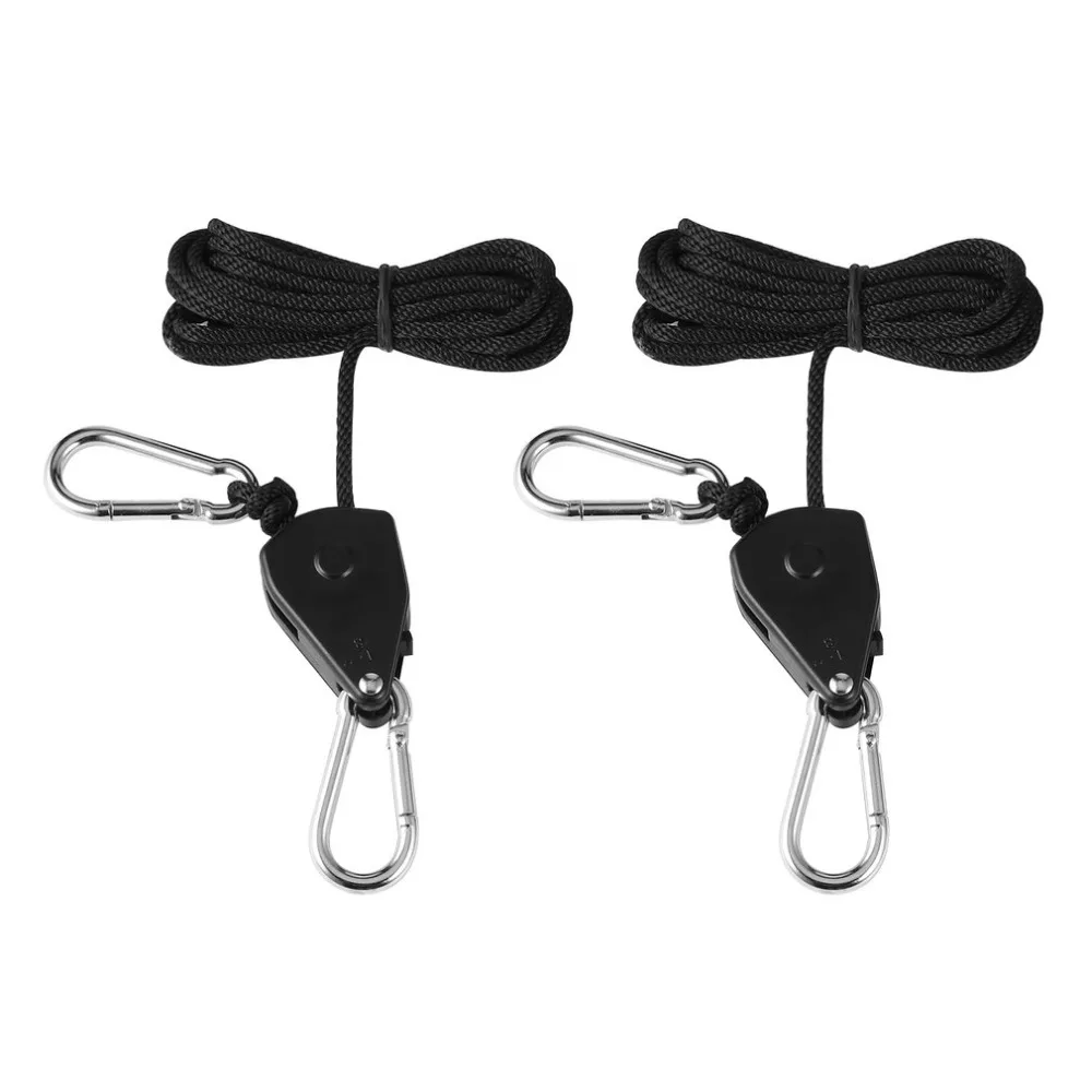 

1pair 150lbs Load 1/8 Grow Light Rope Ratchet Lights Lifters Reflector Hangers for Reflector Hood Aquarium LED Plant Grow Tent