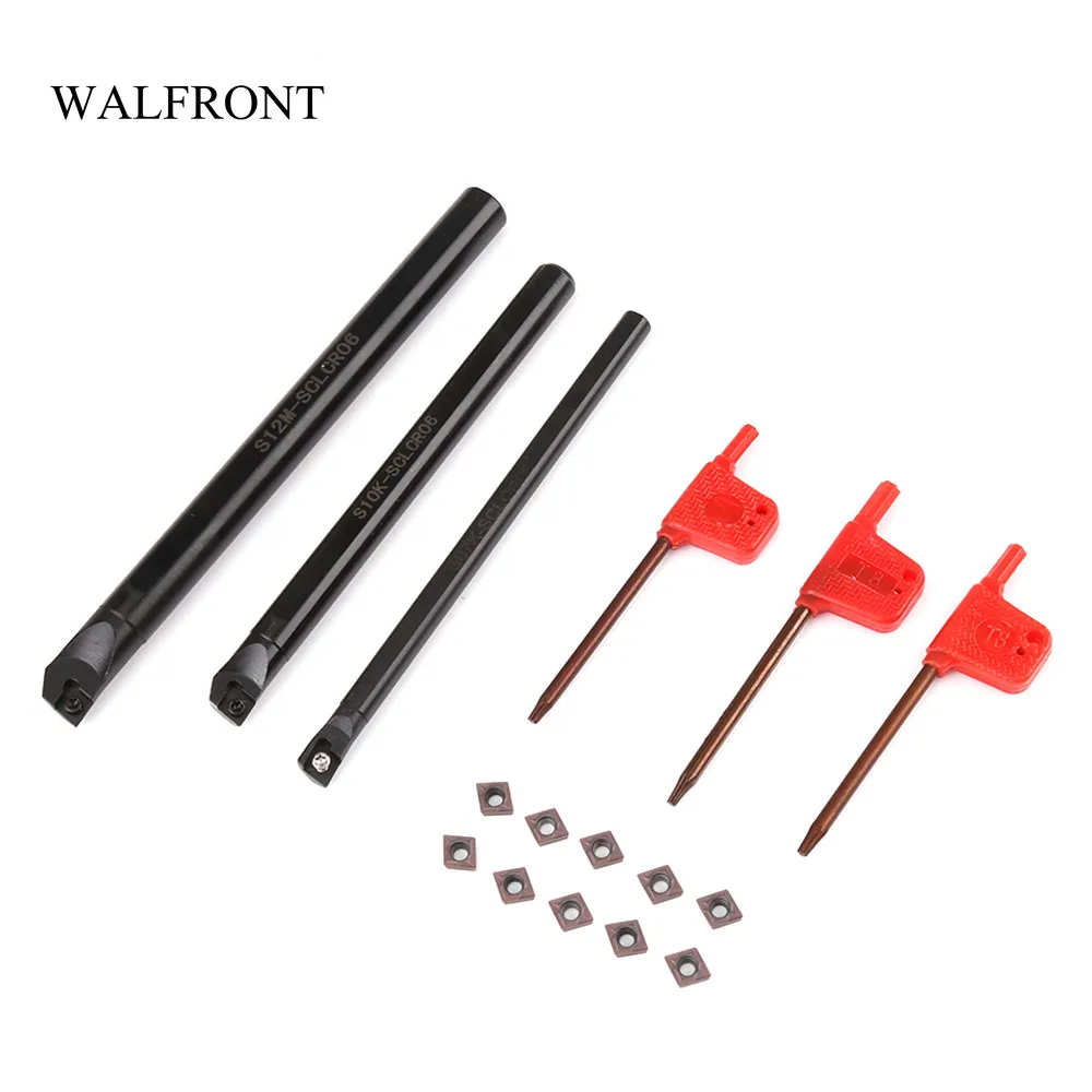 

WALFRONT 16pcs/Set Lathe Turning Tool Boring Bar Carbide Face Milling Cutter Set CNC Machine Lathe Boring Bar Holder Kit Wrench
