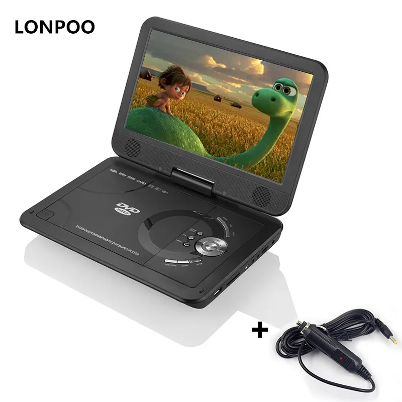 LONPOO dvd плеер 10 1 дюймов портативный DVD автомобиля Зарядное устройство USB SD игры ТВ с