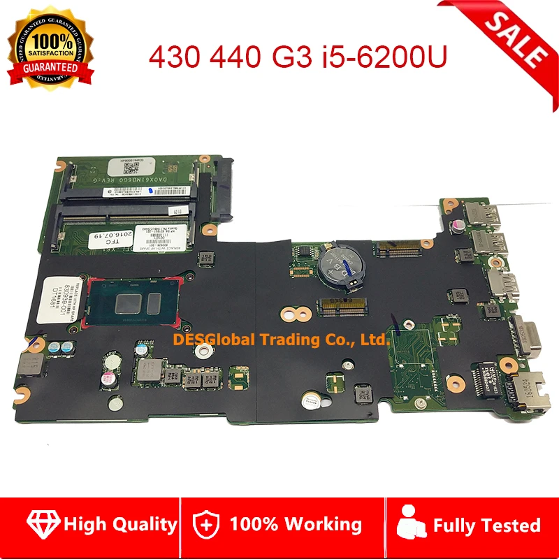 

For HP Probook 430 G3 440 G3 430-G3 Laptop Motherboard DA0X61MB6G0 DDR3 i5-6200U CPU Mainboard 830939-601 830939-001 L06191-601
