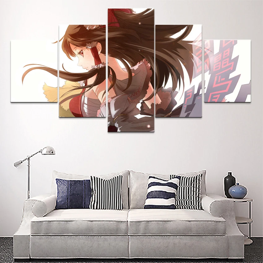 Waliicorners Canvas Modern Pictures Home Decor 5 Pieces Touhou Reimu Hakurei Painting Wall Art Prints Anime Poster Modular Living Room Framed 7 HTB18ZEWdq5s3KVjSZFNq6AD3FXad