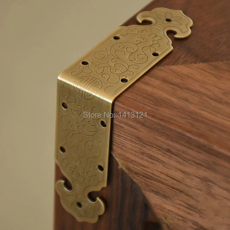 10 pics antique brass corner bracket furniture desk jewelry box