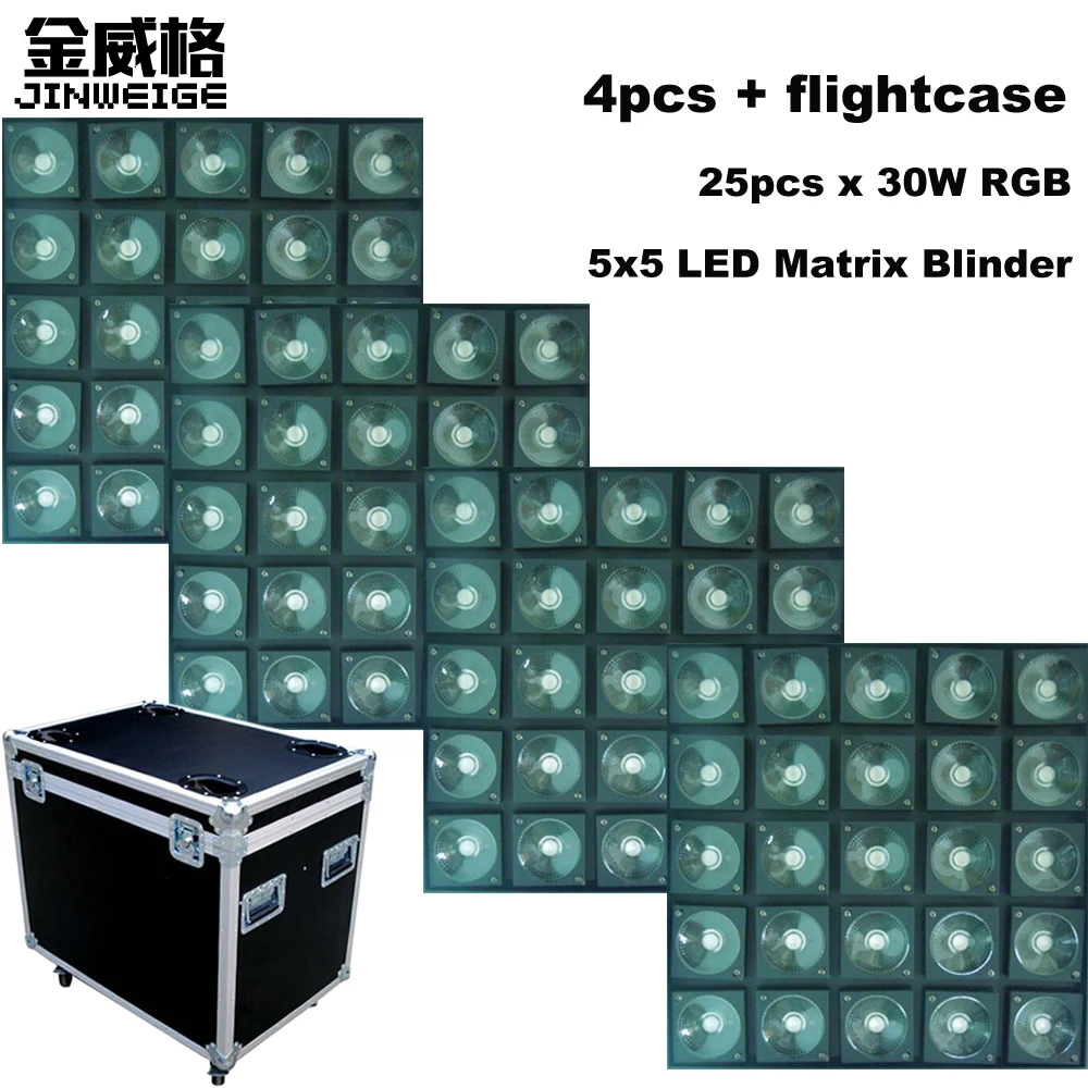 

Free Shipping 4pcs/Lot Flightcase 25X30W Matrix RGB 3in1 Color Blinder 5x5 Led Bar DMX Stage Bar DJ Color Change Magic